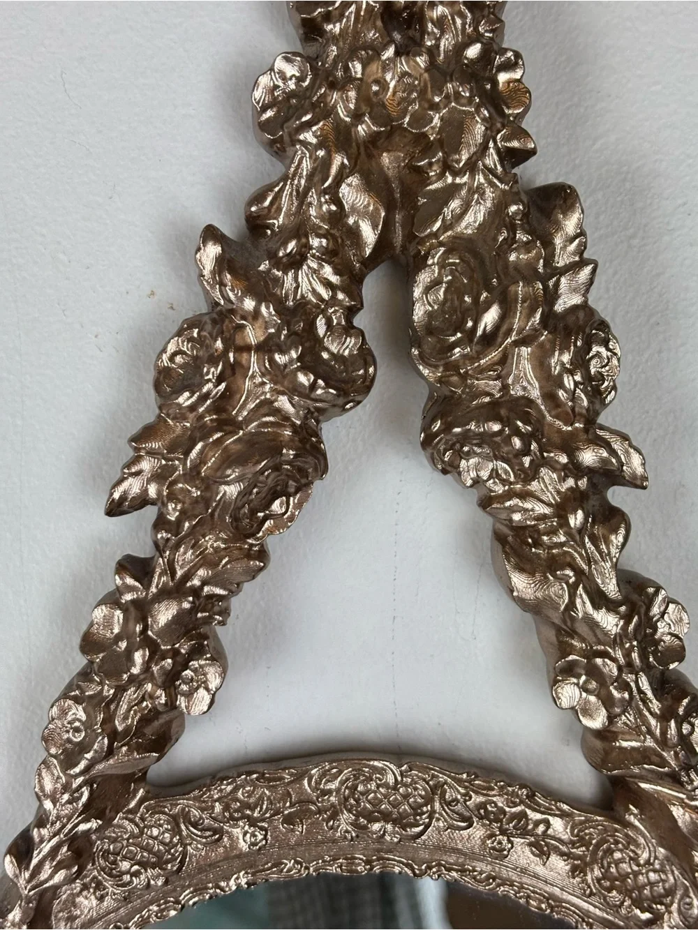 Vintage Ornate-French Styled Gold Finish Wall Mirror-Decorative Bow & Garland